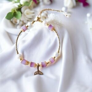 COPY - Wish Bracelet  Amethyst lavender Crystal & fresh water Pearl fishtail br…